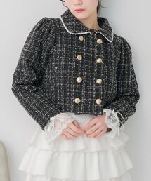 ems excite（エムズエキサイト）の「レース付ツイードコート（ノーカラーコート）」