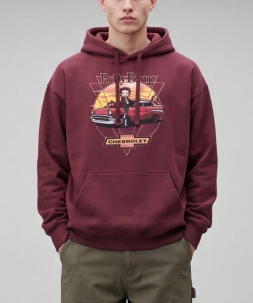 INNOCENT(イノセント)の「【T16】LONG SLEEVE FLEECE HOODIE H-HD91(パーカー・メンズ・レッド/ワイン系1/ワイン系2/グレー・X-LARGE/LARGE)」の4枚目の写真
