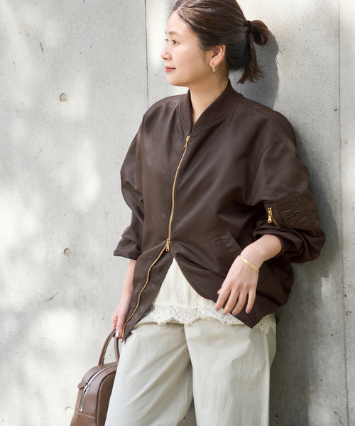 JOURNAL STANDARD(ジャーナルスタンダード)の「《追加2》【洗える】ダブルジップMA-1(MA-1・レディース・ブラック/ベージュ/ブラウン・FREE)」の3枚目の写真