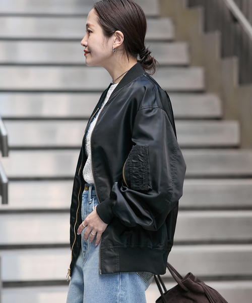 JOURNAL STANDARD(ジャーナルスタンダード)の「《追加2》【洗える】ダブルジップMA-1(MA-1・レディース・ブラック/ベージュ/ブラウン・FREE)」の7枚目の写真