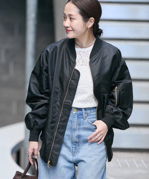 JOURNAL STANDARD(ジャーナルスタンダード)の「《追加2》【洗える】ダブルジップMA-1(MA-1・レディース・ブラック/ベージュ/ブラウン・FREE)」の8枚目の写真