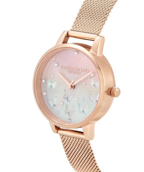 OLIVIA BURTON（オリビアバートン）の「「OLIVIA BURTON/オリビアバートン」スパークル バタフライ - ミディ RG メッシュ ブラッシュ ダイヤル & ホワイト ブルー MOP バタフライ（アナログ腕時計・レディース・ピンクゴールド・FREE）」の3枚目の写真