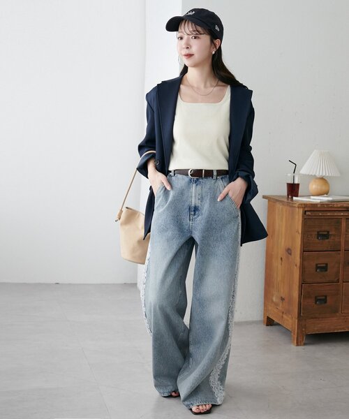 DISCOAT（ディスコート）の「【WEB限定】ラメリブスクエアタンクトップ（タンクトップ・レディース・ブルー/グレー/ブラック/アイボリー・MEDIUM）」の16枚目の写真