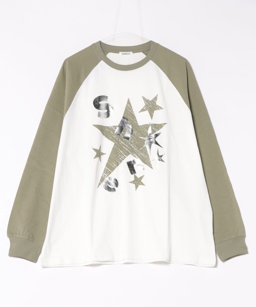 sedacle(セダクル)の「箔プリントラグランロゴロンT(Tシャツ/カットソー・メンズ・オフホワイト/チャコールグレー・SMALL/LARGE/MEDIUM)」の3枚目の写真