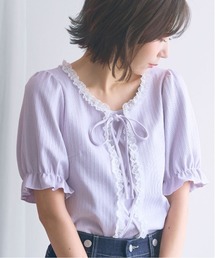 <大きいサイズ>編み上げデザインカットソー marun