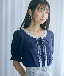 marun | ＜大きいサイズ＞編み上げデザインカットソー marun(Tシャツ/カットソー)