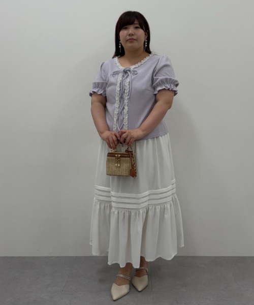 marun(マルン)の「<大きいサイズ>編み上げデザインカットソー marun(Tシャツ/カットソー・レディース・ラベンダー/オフホワイト/ネイビー・3L/LL/5L/4L/L)」の11枚目の写真