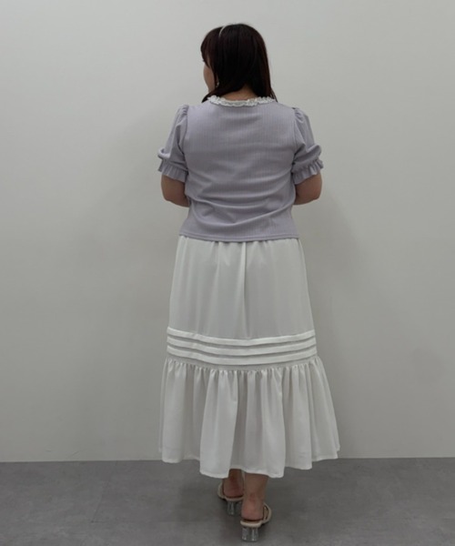 marun(マルン)の「<大きいサイズ>編み上げデザインカットソー marun(Tシャツ/カットソー・レディース・ラベンダー/オフホワイト/ネイビー・3L/LL/5L/4L/L)」の14枚目の写真