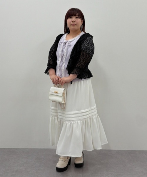 marun(マルン)の「<大きいサイズ>編み上げデザインカットソー marun(Tシャツ/カットソー・レディース・ラベンダー/オフホワイト/ネイビー・3L/LL/5L/4L/L)」の7枚目の写真