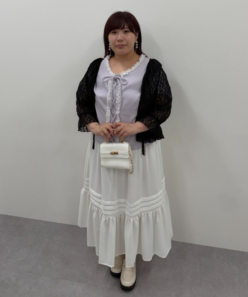 marun(マルン)の「<大きいサイズ>編み上げデザインカットソー marun(Tシャツ/カットソー・レディース・ラベンダー/オフホワイト/ネイビー・3L/LL/5L/4L/L)」の10枚目の写真