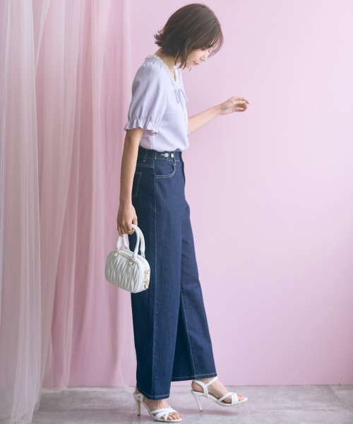 marun(マルン)の「<大きいサイズ>編み上げデザインカットソー marun(Tシャツ/カットソー・レディース・ラベンダー/オフホワイト/ネイビー・3L/LL/5L/4L/L)」の9枚目の写真