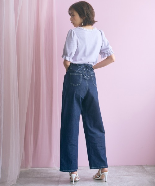 marun(マルン)の「<大きいサイズ>編み上げデザインカットソー marun(Tシャツ/カットソー・レディース・ラベンダー/オフホワイト/ネイビー・3L/LL/5L/4L/L)」の11枚目の写真