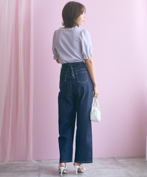 marun(マルン)の「<大きいサイズ>編み上げデザインカットソー marun(Tシャツ/カットソー・レディース・ラベンダー/オフホワイト/ネイビー・3L/LL/5L/4L/L)」の12枚目の写真