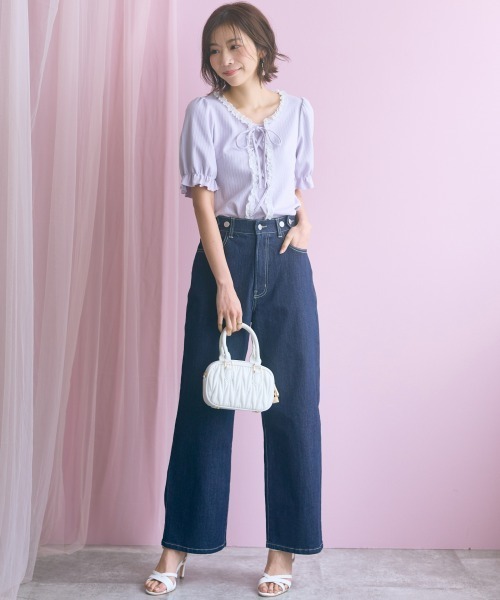 marun(マルン)の「<大きいサイズ>編み上げデザインカットソー marun(Tシャツ/カットソー・レディース・ラベンダー/オフホワイト/ネイビー・3L/LL/5L/4L/L)」の13枚目の写真