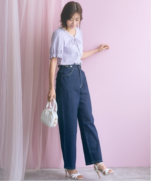 marun(マルン)の「<大きいサイズ>編み上げデザインカットソー marun(Tシャツ/カットソー・レディース・ラベンダー/オフホワイト/ネイビー・3L/LL/5L/4L/L)」の14枚目の写真
