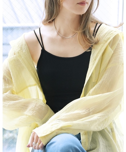 reca(レカ)の「【接触冷感】バンブーカップ付きキャミ(キャミソール・レディース・ブラック/ブラウン/オフホワイト/ベージュ系その他・FREE)」の2枚目の写真