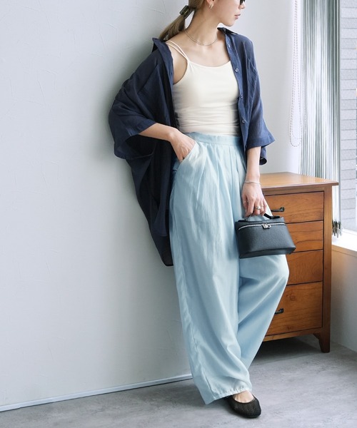 reca(レカ)の「【接触冷感】バンブーカップ付きキャミ(キャミソール・レディース・ブラック/ブラウン/オフホワイト/ベージュ系その他・FREE)」の9枚目の写真