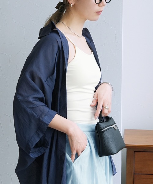 reca(レカ)の「【接触冷感】バンブーカップ付きキャミ(キャミソール・レディース・ブラック/ブラウン/オフホワイト/ベージュ系その他・FREE)」の10枚目の写真