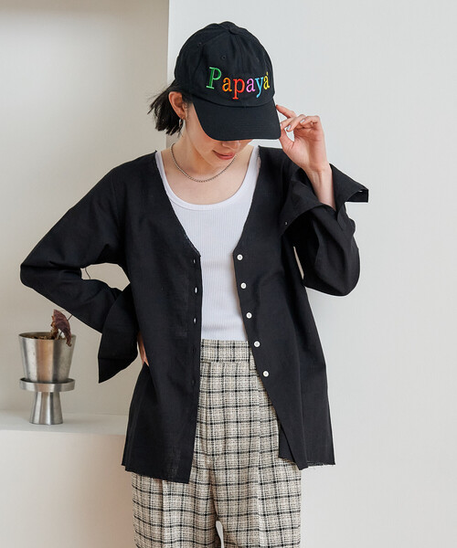 FREAK'S STORE(フリークスストア)の「インド Vネックシャツ(シャツ/ブラウス・レディース・サックスブルー/ブラック/オフホワイト/チャコール・フリ-)」の14枚目の写真