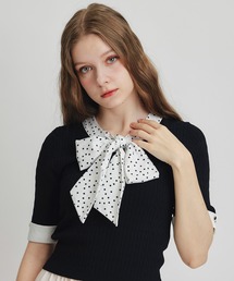 REDYAZEL（レディアゼル）の「ケーブルリボンタイハーフスリーブニットプルオーバー（ニット/セーター）」