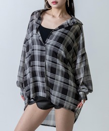 チェック シアー シャツ ブラウス