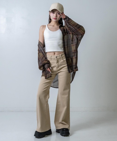 ANAP（アナップ）の「チェック シアー シャツ ブラウス（シャツ/ブラウス・レディース・ブラック/ブルー/ホワイト/ブラウン・F）」の21枚目の写真