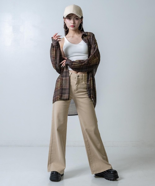 ANAP（アナップ）の「チェック シアー シャツ ブラウス（シャツ/ブラウス・レディース・ブラック/ブルー/ホワイト/ブラウン・F）」の20枚目の写真