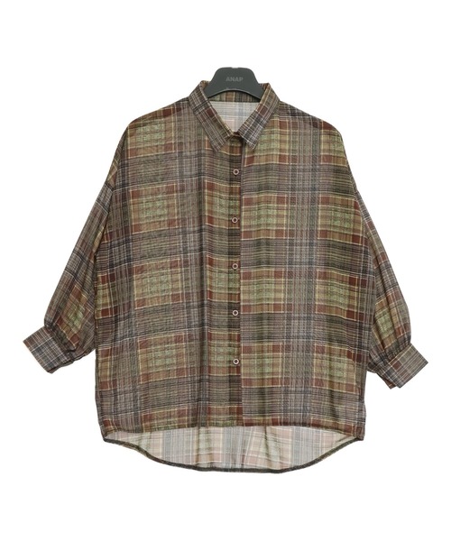 ANAP（アナップ）の「チェック シアー シャツ ブラウス（シャツ/ブラウス・レディース・ブラック/ブルー/ホワイト/ブラウン・F）」の13枚目の写真