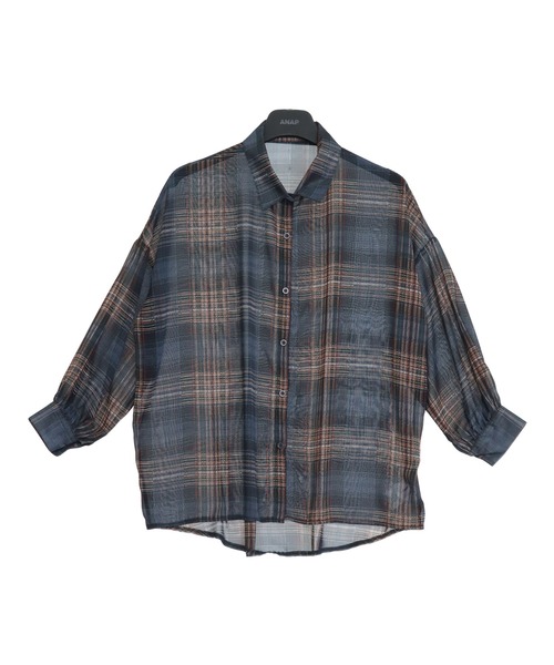 ANAP（アナップ）の「チェック シアー シャツ ブラウス（シャツ/ブラウス・レディース・ブラック/ブルー/ホワイト/ブラウン・F）」の12枚目の写真