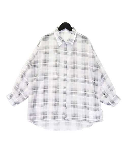 ANAP（アナップ）の「チェック シアー シャツ ブラウス（シャツ/ブラウス・レディース・ブラック/ブルー/ホワイト/ブラウン・F）」の11枚目の写真