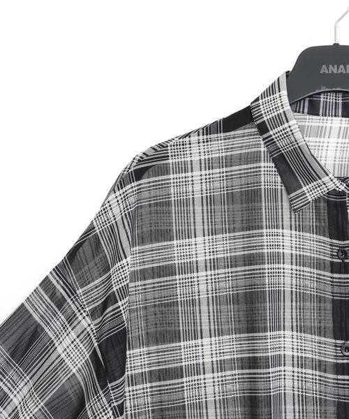 ANAP（アナップ）の「チェック シアー シャツ ブラウス（シャツ/ブラウス・レディース・ブラック/ブルー/ホワイト/ブラウン・F）」の9枚目の写真