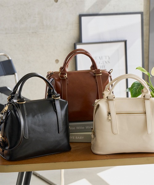 KOBE LETTUCE(コウベレタス)の「スクエアボストンバッグ(ボストンバッグ・レディース・アイボリー/ブラウン系/ブラック・F)」の8枚目の写真