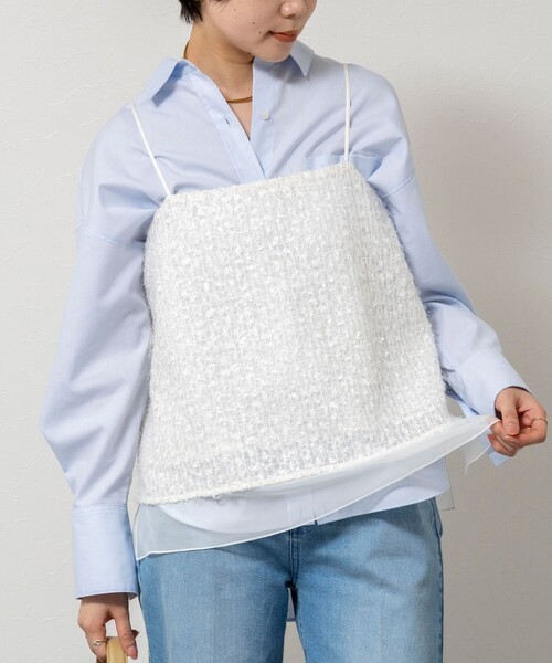 NOLLEY’S Sophi（ノーリーズソフィ）の「ウォッシャブルフェザースパンコールチュールキャミブラウス（シャツ/ブラウス・レディース・ブラック/オフホワイト・38）」の2枚目の写真