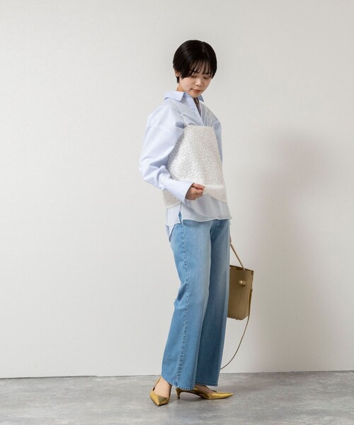 NOLLEY’S Sophi（ノーリーズソフィ）の「ウォッシャブルフェザースパンコールチュールキャミブラウス（シャツ/ブラウス・レディース・ブラック/オフホワイト・38）」の3枚目の写真