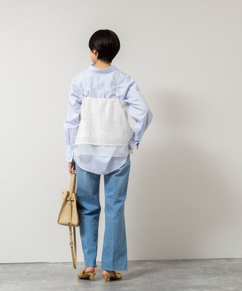 NOLLEY’S Sophi（ノーリーズソフィ）の「ウォッシャブルフェザースパンコールチュールキャミブラウス（シャツ/ブラウス・レディース・ブラック/オフホワイト・38）」の4枚目の写真