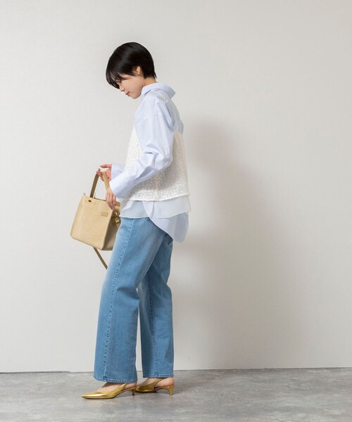 NOLLEY’S Sophi（ノーリーズソフィ）の「ウォッシャブルフェザースパンコールチュールキャミブラウス（シャツ/ブラウス・レディース・ブラック/オフホワイト・38）」の5枚目の写真