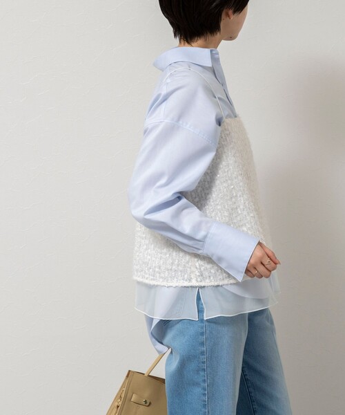 ウォッシャブルフェザースパンコールチュールキャミブラウス（シャツ