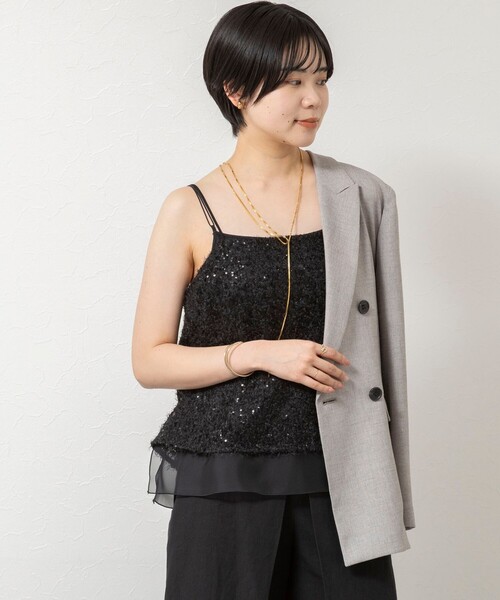 ウォッシャブルフェザースパンコールチュールキャミブラウス（シャツ