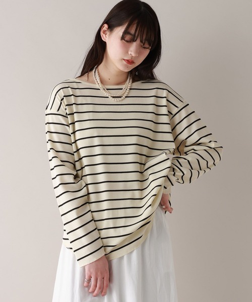 RAGEBLUE(レイジブルー)の「前後2WAY/ワッフルボーダープルオーバー(Tシャツ/カットソー・レディース・ホワイト/ブラック・FREE)」の2枚目の写真