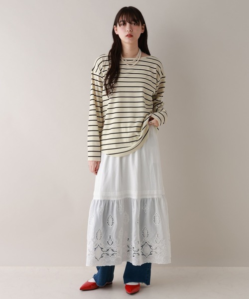 RAGEBLUE(レイジブルー)の「前後2WAY/ワッフルボーダープルオーバー(Tシャツ/カットソー・レディース・ホワイト/ブラック・FREE)」の3枚目の写真