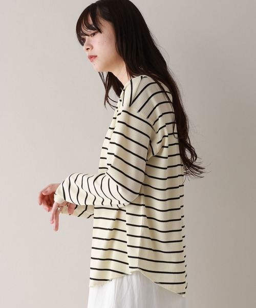 RAGEBLUE(レイジブルー)の「前後2WAY/ワッフルボーダープルオーバー(Tシャツ/カットソー・レディース・ホワイト/ブラック・FREE)」の6枚目の写真