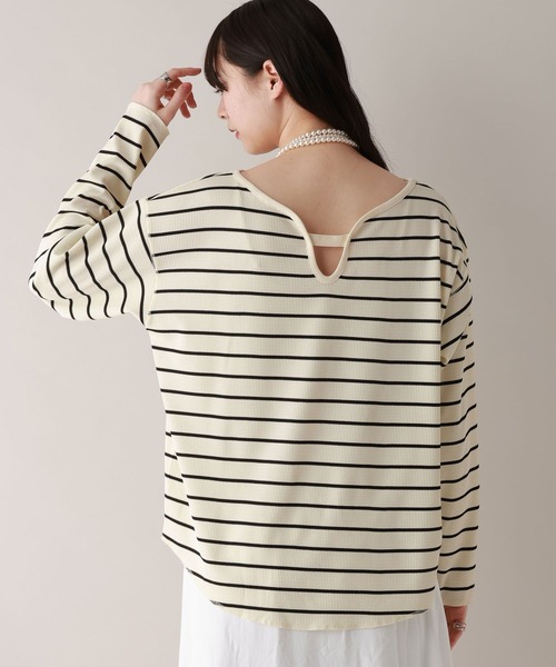 RAGEBLUE(レイジブルー)の「前後2WAY/ワッフルボーダープルオーバー(Tシャツ/カットソー・レディース・ホワイト/ブラック・FREE)」の7枚目の写真