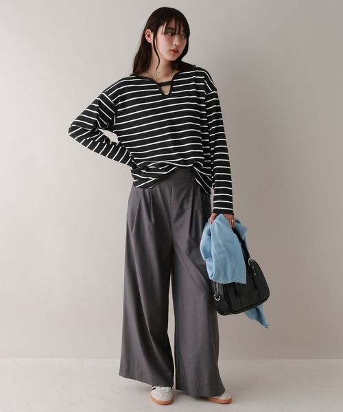 RAGEBLUE(レイジブルー)の「前後2WAY/ワッフルボーダープルオーバー(Tシャツ/カットソー・レディース・ホワイト/ブラック・FREE)」の8枚目の写真