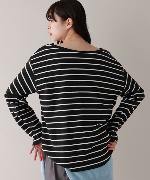 RAGEBLUE(レイジブルー)の「前後2WAY/ワッフルボーダープルオーバー(Tシャツ/カットソー・レディース・ホワイト/ブラック・FREE)」の11枚目の写真