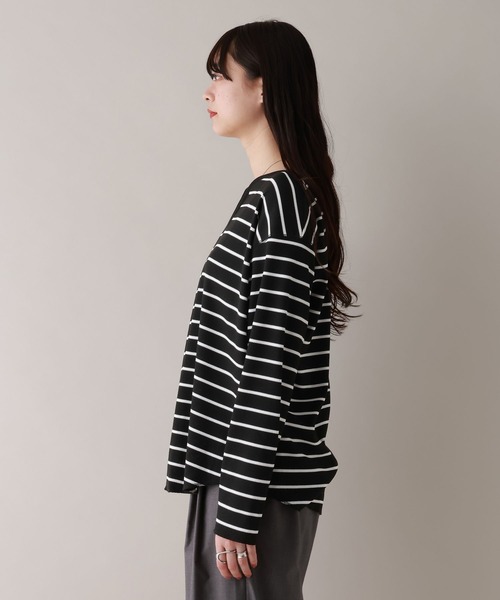 RAGEBLUE(レイジブルー)の「前後2WAY/ワッフルボーダープルオーバー(Tシャツ/カットソー・レディース・ホワイト/ブラック・FREE)」の12枚目の写真