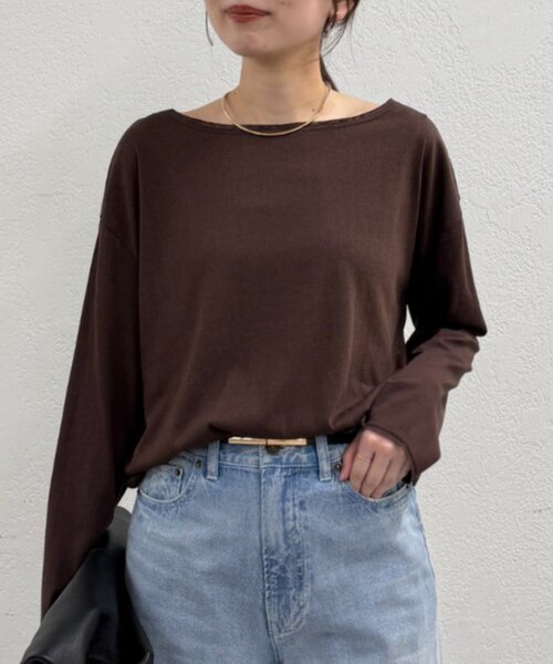 LOUNGEDRESS(ラウンジドレス)の「スラブロンT(Tシャツ/カットソー・レディース・ピンク/オフホワイト/ブラック/ブラウン・FREE)」の3枚目の写真