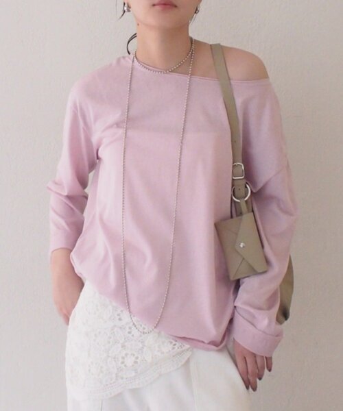 LOUNGEDRESS（ラウンジドレス）の「スラブロンT（Tシャツ/カットソー・レディース・ピンク/オフホワイト/ブラック・FREE）」の3枚目の写真