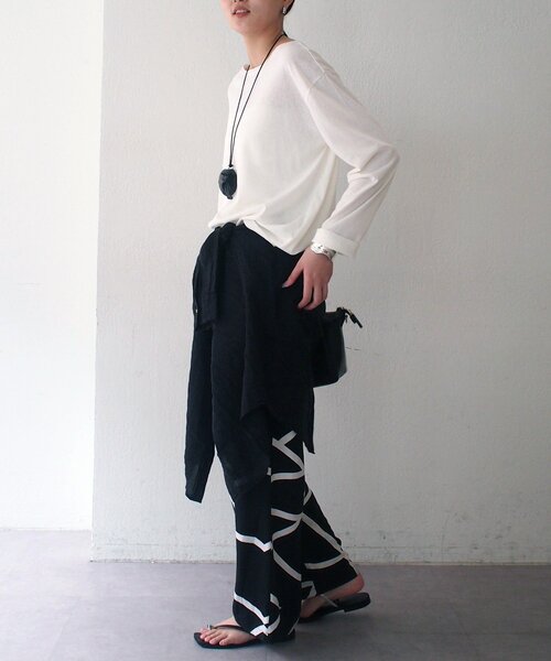 LOUNGEDRESS（ラウンジドレス）の「スラブロンT（Tシャツ/カットソー・レディース・ピンク/オフホワイト/ブラック・FREE）」の12枚目の写真