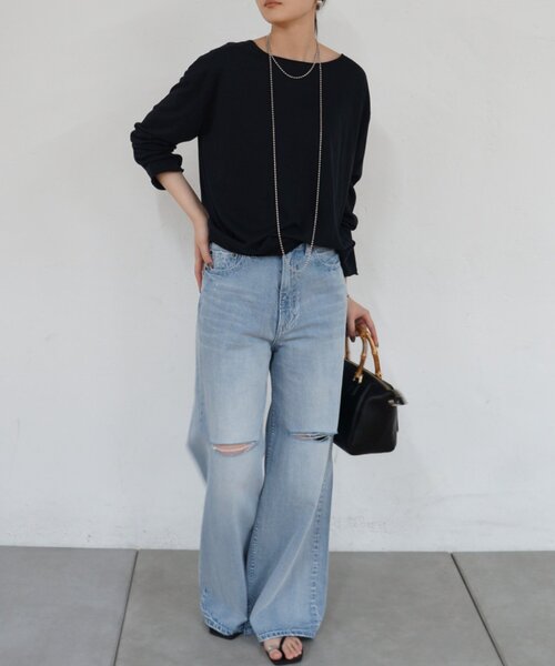 LOUNGEDRESS（ラウンジドレス）の「スラブロンT（Tシャツ/カットソー・レディース・ピンク/オフホワイト/ブラック・FREE）」の17枚目の写真