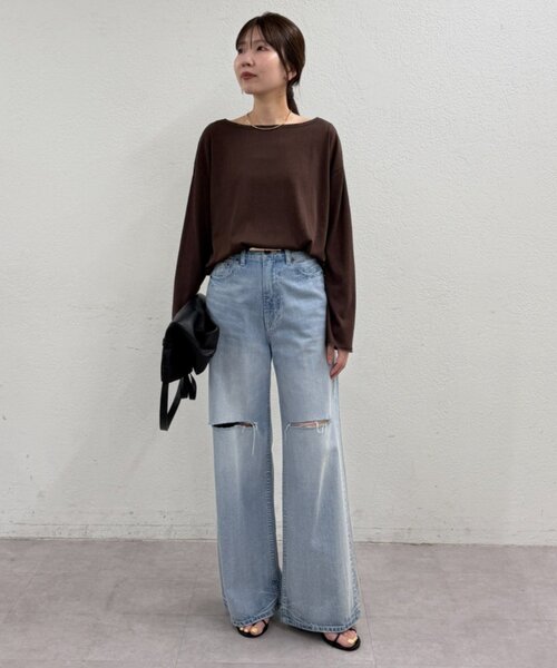 LOUNGEDRESS(ラウンジドレス)の「スラブロンT(Tシャツ/カットソー・レディース・ピンク/オフホワイト/ブラック/ブラウン・FREE)」の20枚目の写真